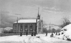 church lithograph winter